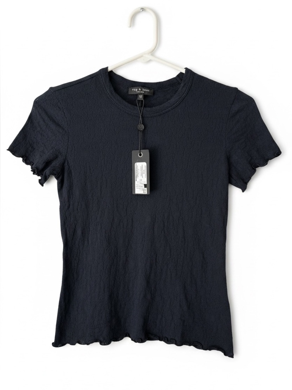 Rag & Bone Gemma Jacquard Short Sleeve Lace Tee Shirt Top Size XXS
